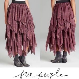 EUC Free People Layered Gypsy Georgette Tiered Boho Skirt, Small, Festival